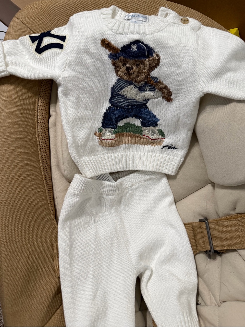 Ralph Lauren Bear Knit Sweater & Pants Set Like New
